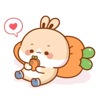 🍼 conejo, conejito, zanahoria, lindo, dibujos animados, animal telegram sticker