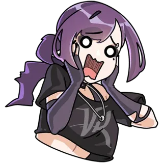 😱 VK Anime, Gadis, Kartun, Terkejut, Rambut ungu telegram sticker