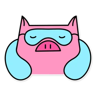 ✈️ свинья, сон, маска, животное, розовый, мультфильм telegram sticker