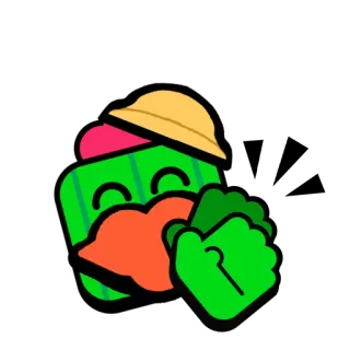 👌 cactus, verde, cappello, adesivo, cartone animato telegram sticker