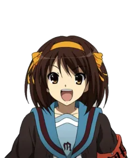 😃 Haruhi Suzumiya The Melancholy of Haruhi Suzumiya Аниме, Манга, Школьница, Харухи Судзумия, Персонаж, Японская анимация telegram sticker