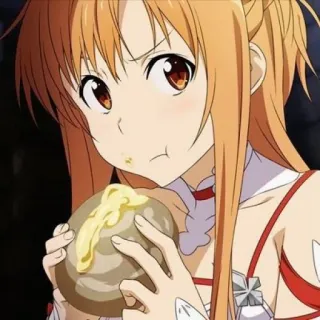 😋 Asuna Yuuki Sword Art Online Anime, Jedzenie, Chleb, Asuna, Yuuki, Sword Art Online telegram sticker
