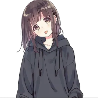 😜 Anime, Gadis, Hoodie, Lucu, Kartun telegram sticker
