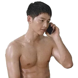 📞 pria, laki-laki, bertelanjang dada, aktor, selebriti, orang korea whatsapp sticker