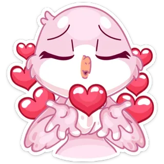 😘 любовь, сердце, птица, милый, наклейка telegram sticker