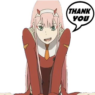 😀 THANK YOU Аниме, Спасибо, Милый, Zero Two telegram sticker