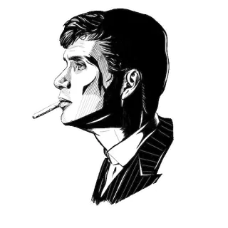 😎 Thomas Shelby Peaky Blinders Peaky Blinders, Thomas Shelby, Cillian Murphy, smoking, portrait, black and white, fan art telegram sticker