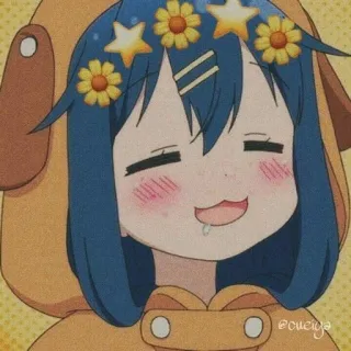 🤤 @cueciya Anime, Carino, Ragazza, Fiori, Felice, Cartone animato, Cane telegram sticker