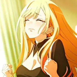 🥺 Marin Kitagawa My Dress-Up Darling anime, Marin Kitagawa, My Dress-Up Darling, bionda, ragazza, triste telegram sticker