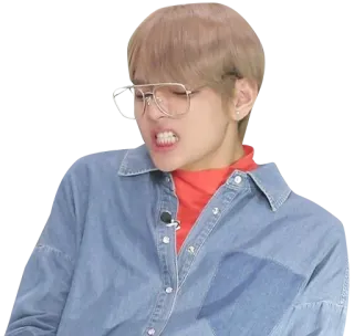 😬 V K-Pop, Sänger, Promi, Brille, Grimasse telegram sticker