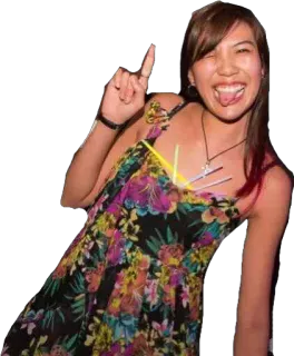 🙋 mujer, vestido, diversión, fiesta, lengua, floral, retrato, sonriendo telegram sticker