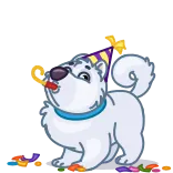 🥳 강아지, 강아지, 파티, 축하, 귀여운, 동물, 종이 조각 whatsapp sticker