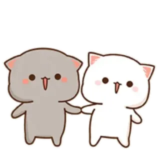 👫 kucing, imut, kartun, bergandengan tangan, kawaii, hewan telegram sticker