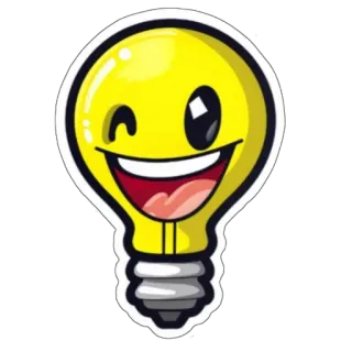 😉 ampoule, emoji, clin d'oeil, dessin animé, électricité, idée, innovation telegram sticker