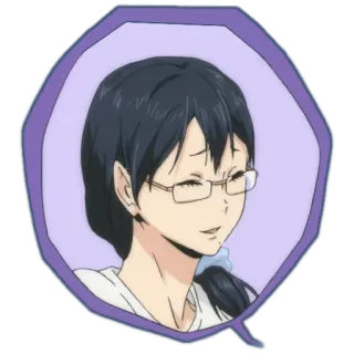 😅 Аниме, Мультфильм, Женщина, Персонаж, Иллюстрация, Очки telegram sticker