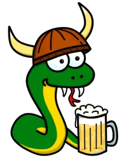 🍺 змея, викинг, пиво, мультфильм, животное, шлем, напиток telegram sticker