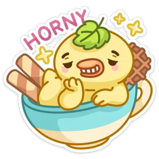 😏 HORNY cartoon, duck, cute, funny, horny, emoji telegram sticker