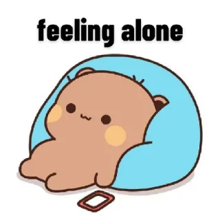 😢 feeling alone loneliness, sad, bear, cute, emotional whatsapp sticker
