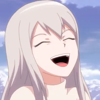 😂 animé, dessin animé, souriant, joyeux, cheveux blancs, femme telegram sticker