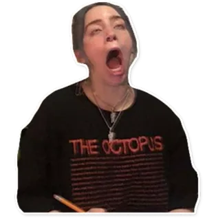 😮 THE OCTOPUS Билли Айлиш, певица, знаменитость, поп-звезда, осьминог, смешной, мем telegram sticker