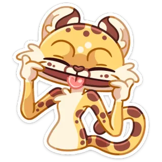 🤪 leopardo, animal, dibujos animados, lindo, lengua, pegatina telegram sticker