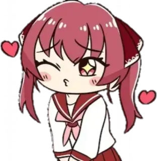 😘 Anime, Dessin animé, Kawaii, Mignon, Fille, Coeurs telegram sticker