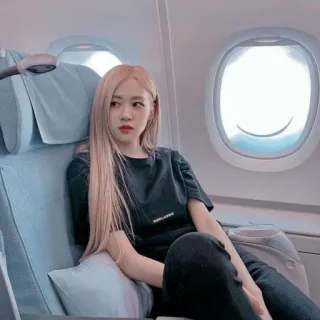 🌹 Rosé K-pop, Blackpink, Rosé, chanteuse, idol, avion, voyage whatsapp sticker