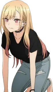 ☹️ Marin Kitagawa My Dress-Up Darling anime, blonde hair, marin kitagawa, my dress-up darling, cartoon telegram sticker