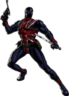 ☺️ Captain Britain Comic, Superheld, Union Jack, Waffen, Marvel whatsapp sticker