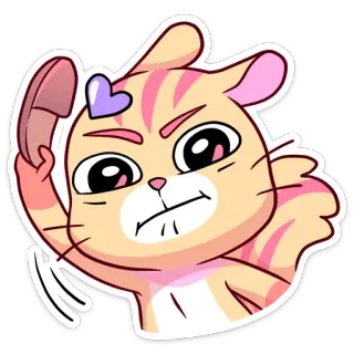 😈 猫, 卡通, 生气, 可爱, 动物, 爱心, 电话 telegram sticker