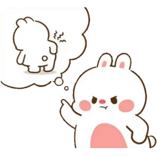 😣 กระต่าย, โกรธ, การ์ตูน, สติกเกอร์, กำลังคิด telegram sticker