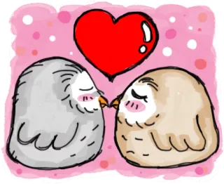 💞 сова, сердце, любовь, поцелуй, милый, птицы, животные telegram sticker