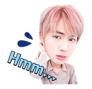 😐 Hmm... kpop, autocollant, hmm, penser, mignon, mème telegram sticker