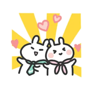 🤘 cute, bunny, rabbits, love, hearts, cartoon telegram sticker