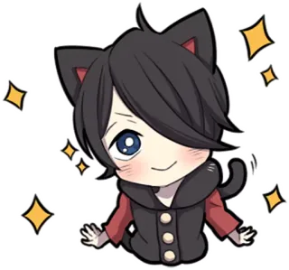 ✨ 애니메이션, 치비, 고양이 귀, 반짝이, 귀여운, 카와이, 만화 telegram sticker