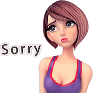 🙁 Sorry извинение, сожаление, женщина, стикер, иллюстрация, милый telegram sticker
