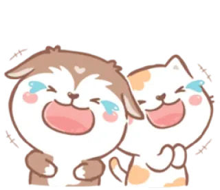 😂 gatto, cane, ridere, piangere, felice, amicizia, emozioni telegram sticker