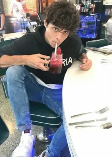 🍹 RIA uomo, bere, caffè, jeans, felpa con cappuccio, sgabello telegram sticker