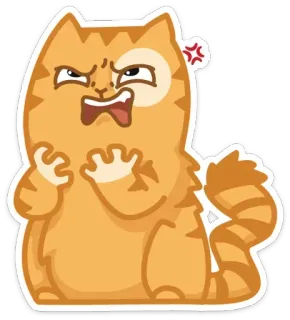 😠 gato, zangado, felino, desenho animado, adesivo, gato ruivo, animal de estimação telegram sticker