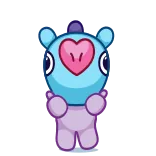 👍 cute, character, cartoon, heart, blue, purple telegram sticker
