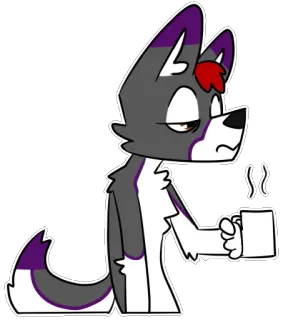 ☕ perro, lobo, furry, dibujos animados, agotado, café telegram sticker