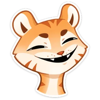 🐅 tiger, animal, sticker, cartoon, mammal, feline, orange, cat telegram sticker