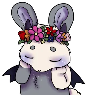 ☺️ chibi, cartoon, digital art, illustration, animal, flower crown whatsapp sticker