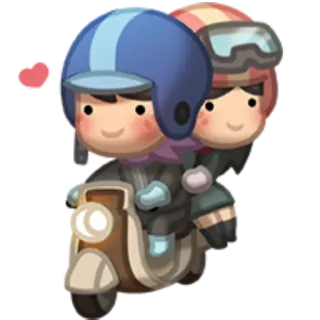 🛵 stel, scooter, helm, liefde, romantiek, cartoon, vervoer telegram sticker