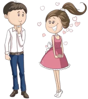 👫 любовь, романтика, мультфильм, пара, сердечки telegram sticker