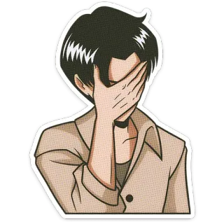 🌟 动漫, 男人, 捂脸, 项圈, 时尚, 悲伤 telegram sticker