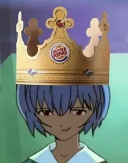 👑 Rei Ayanami Neon Genesis Evangelion rei ayanami, neon genesis evangelion, burger king, couronne, animé telegram sticker