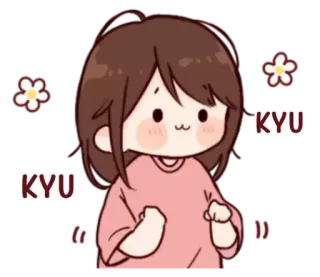 🥺 KYU การ์ตูน, น่ารัก, เด็กผู้หญิง, ดอกไม้, จิบิ telegram sticker