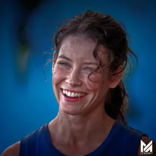 🗿 woman, smile, portrait, blue, person, cheerful telegram sticker