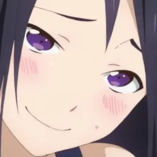 🍙 anime, garota, sorrindo, olhos roxos telegram sticker